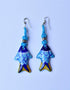 Fish Pendant Earrings Blue Body, assorted Colour Thread work & Tail)